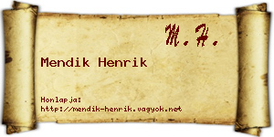 Mendik Henrik névjegykártya